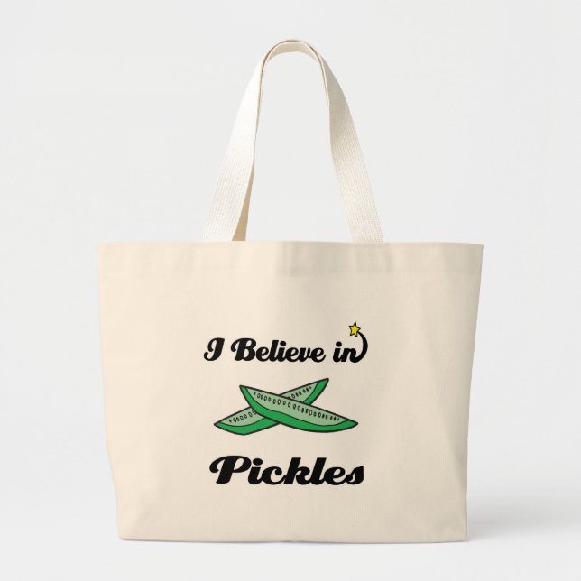 i believe in pickles large tote bag (Front)
