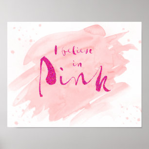 I Believe In Pink Watercolor Audrey Hepburn Quote Poster