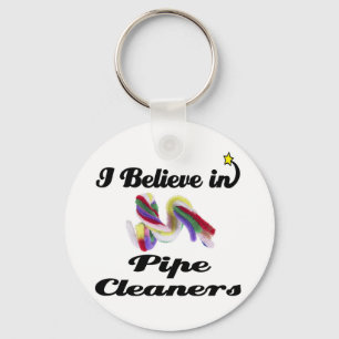 i believe in pipe cleaners keychain