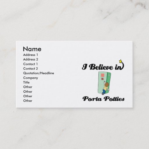 Customizable i believe in porta potties business cards