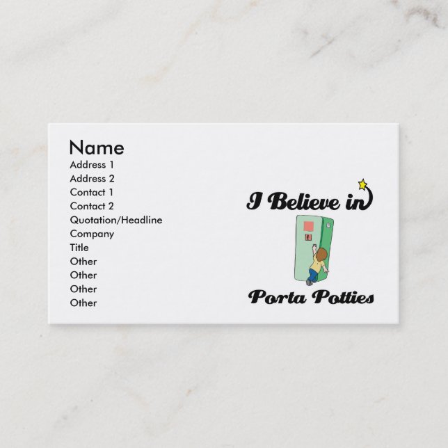 i believe in porta potties business card (Front)