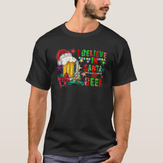 I Believe In Santa And Beer Christmas Gifts PJ For T-Shirt