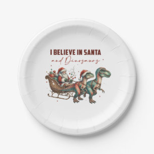 I believe in Santa and Dinosaurs Paper Plates