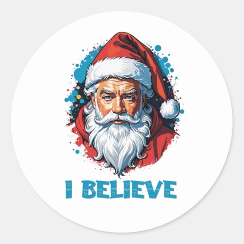 I Believe in Santa Claus Graffiti Style Design Classic Round Sticker