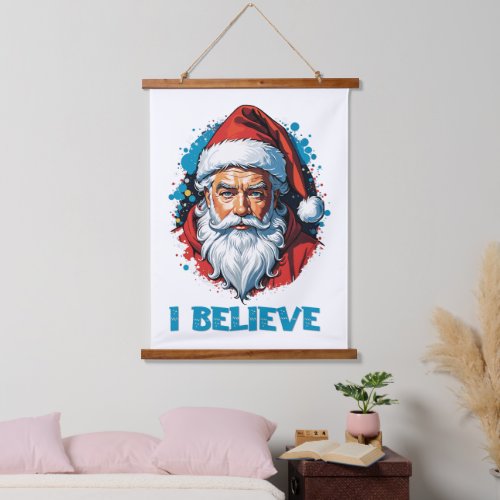 I Believe in Santa Claus Graffiti Style Design Hanging Tapestry