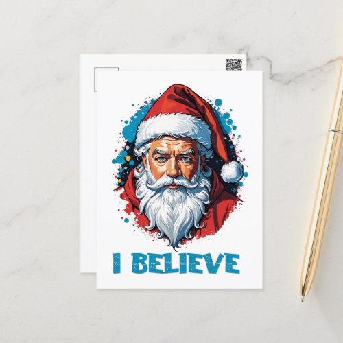 I Believe in Santa Claus Graffiti Style Design Holiday Postcard