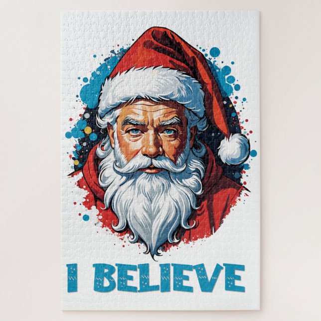 I Believe in Santa Claus Graffiti Style Design Jigsaw Puzzle (Vertical)