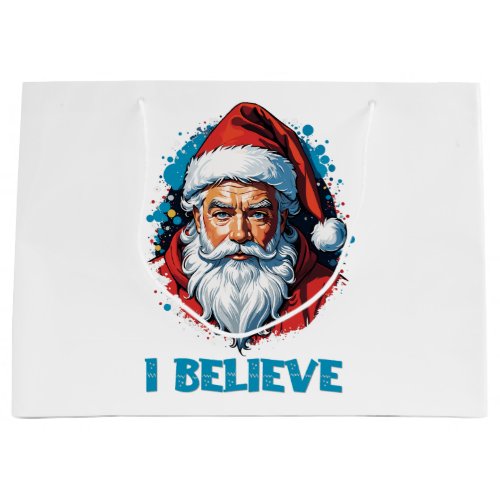 I Believe in Santa Claus Graffiti Style Design Large Gift Bag