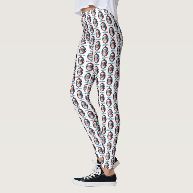 I Believe in Santa Claus Graffiti Style Design Leggings (Left)