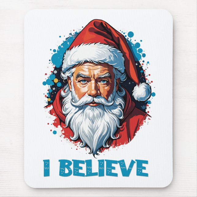 I Believe in Santa Claus Graffiti Style Design Mouse Pad (Front)