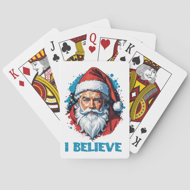 I Believe in Santa Claus Graffiti Style Design Poker Cards (Back)