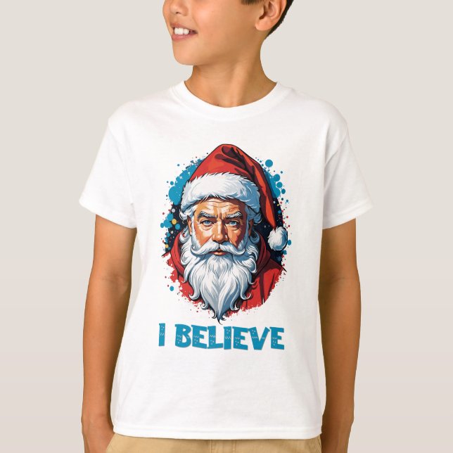 I Believe in Santa Claus Graffiti Style Design T-Shirt (Front)
