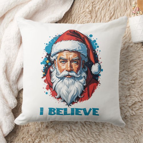I Believe in Santa Claus Graffiti Style Design Throw Pillow