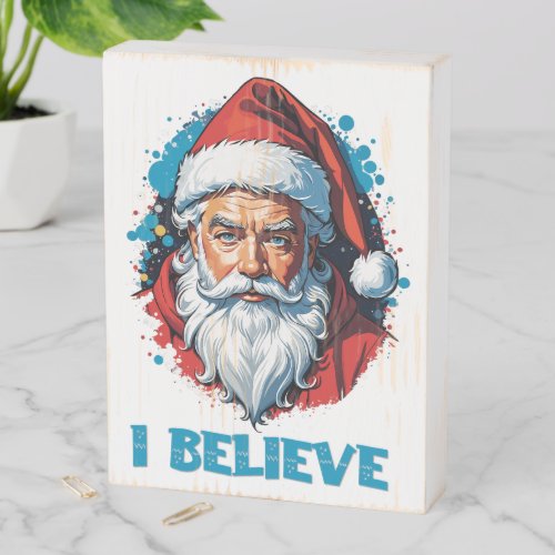 I Believe in Santa Claus Graffiti Style Design Wooden Box Sign