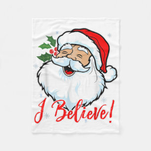 I Believe In Santa Claus T-Shirt Funny Christmas H Fleece Blanket