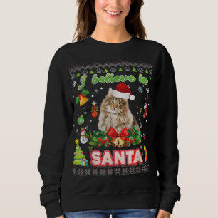 I Believe In Santa Norwegian Forest Cat Christmas Sweatshirt