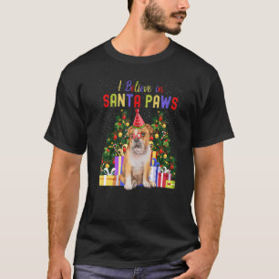 I Believe In Santa Paws  Bulldog   Cute Xmas Bulld T-Shirt