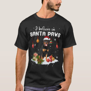 I Believe In Santa Paws Christmas Rottweiler Xmas  T-Shirt