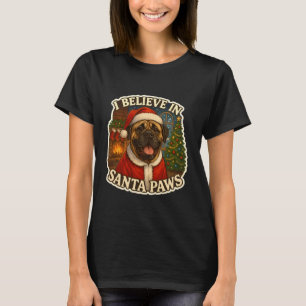 I Believe in Santa Paws Mastiff Dog Mom Dad Owner T-Shirt