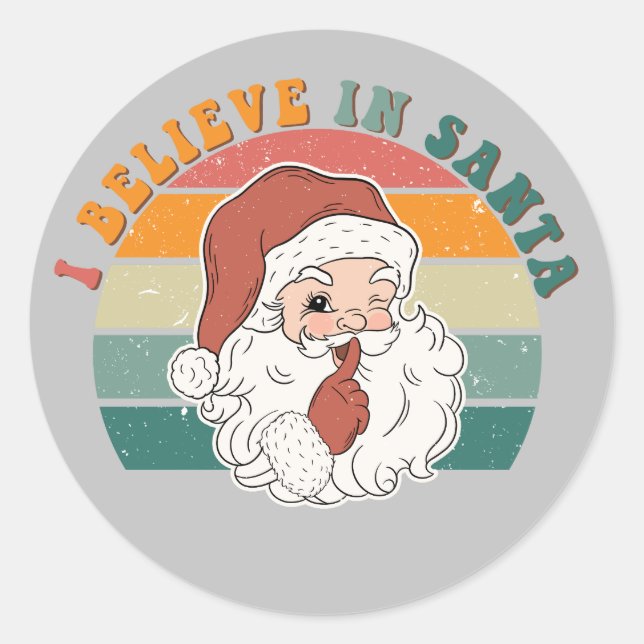 I Believe in Santa Retro Stickers (Front)