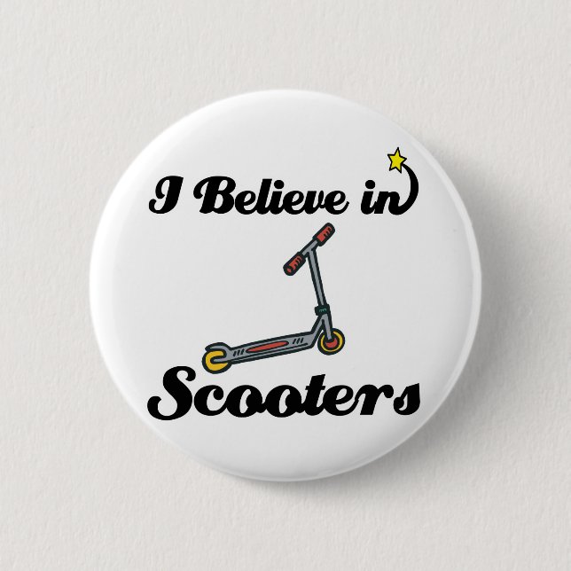 i believe in scooters pinback button (Front)