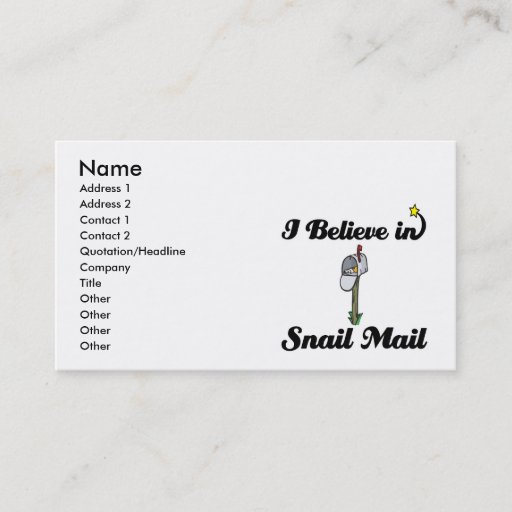 Customizable i believe in snail mail business cards