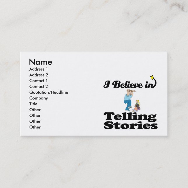 i believe in telling stories business card (Front)