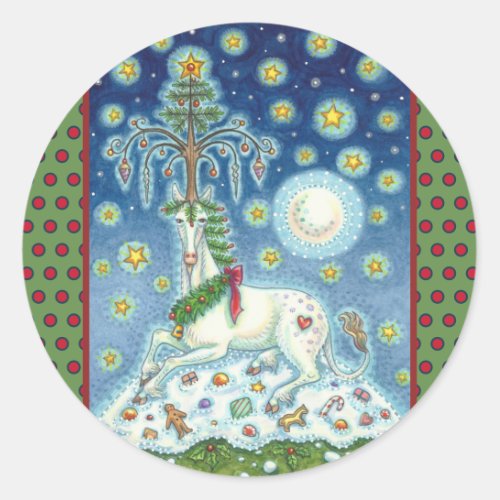 I BELIEVE IN THE CHRISTMAS UNICORN HORSE STICKERS