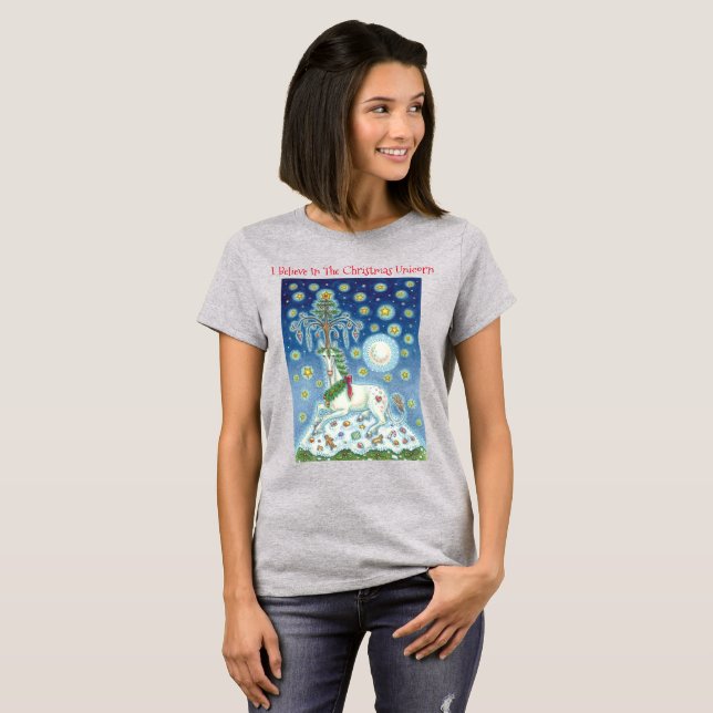 I Believe In The Christmas Unicorn T SHIRT (Front Full)