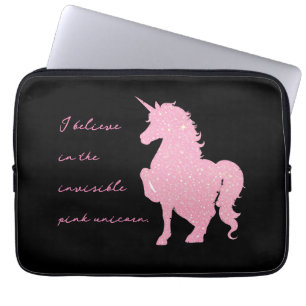 I believe in the invisible pink unicorn. laptop sleeve