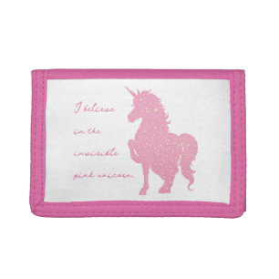 I believe in the invisible pink unicorn. trifold wallet