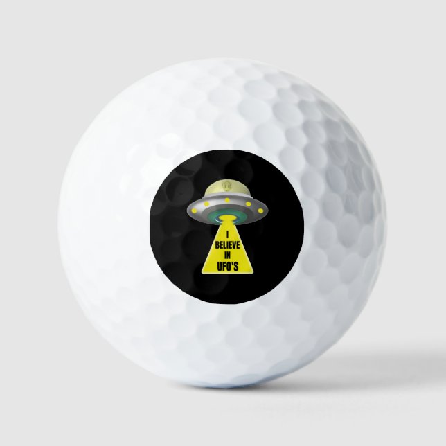 I Believe In UFO'S  Alien Spaceship  Golf Balls (Front)