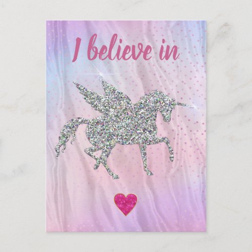 I Believe in Unicorns Postcard