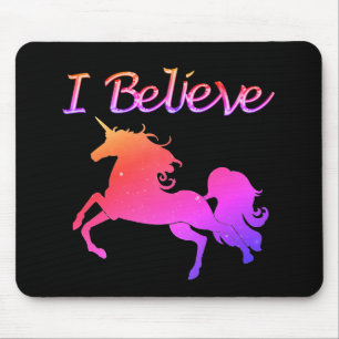 I Believe in Unicorns Sparkly Pink Unicorn Mouse Pad