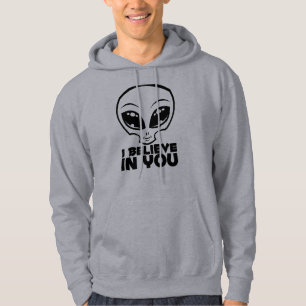 I Believe In You Alien In Black Line Hoodie