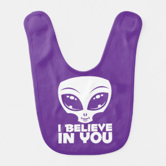 I Believe In You Alien In White Baby Bib