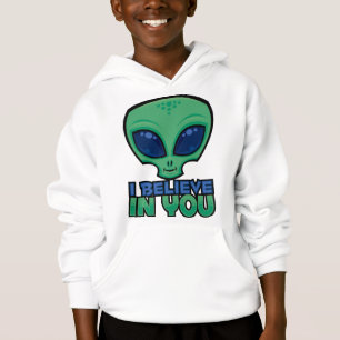 I Believe In You Friendly Cartoon Alien Hoodie