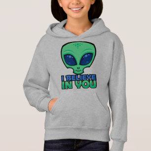 I Believe In You Friendly Cartoon Alien Hoodie