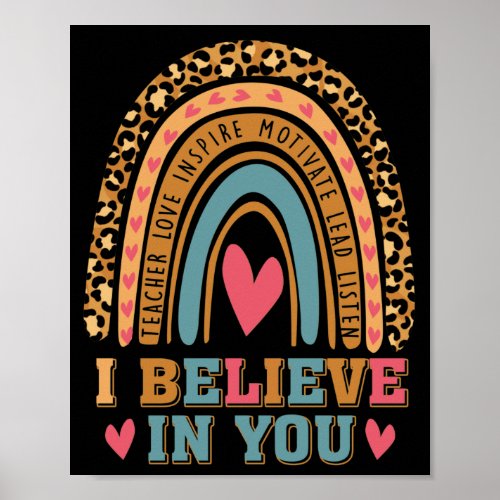 I Believe In You Rainbow Motivational Testing Day Poster