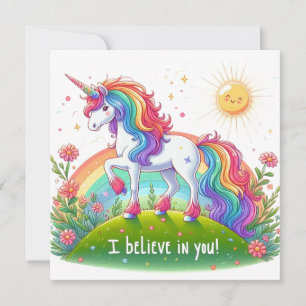 I believe in you unicorn holiday card
