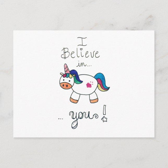 I believe in YOU! Unicorn Postcard (Front)