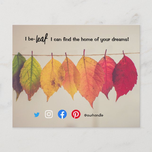 I believe leaf autumn real estate agent marketing  flyer (Front)