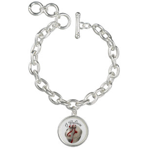 I Believe Reindeer Bell Charm Bracelet
