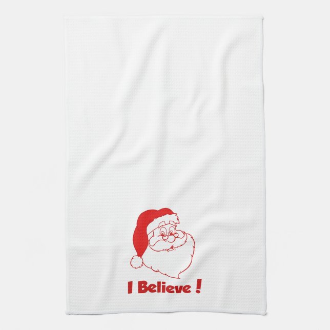 "I Believe Santa Christmas Towel" Kitchen Towel (Vertical)