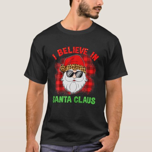 I Believe Santa Claus Christmas 2021 Leopard Buffa T_Shirt