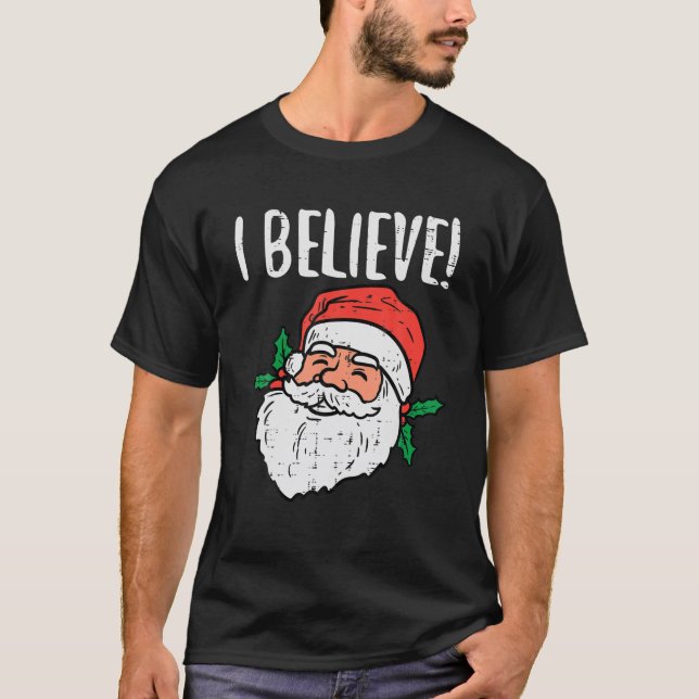 I Believe Santa Cute Christmas Pjs Xmas Pajamas Me T-Shirt (Front)