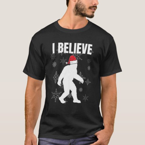 I Believe _ Sasquatch Yeti Bigfoot Santa Xmas Gift T_Shirt