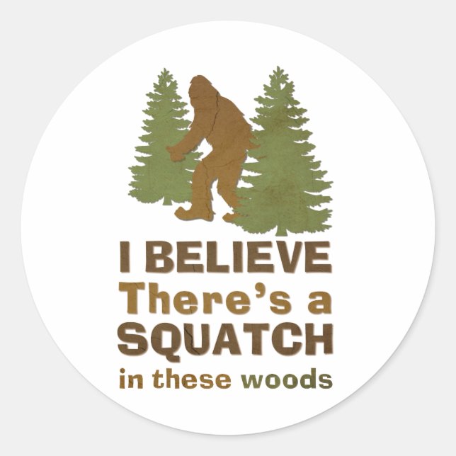 I believe there's a SQUATCH in these woods Classic Round Sticker (Front)