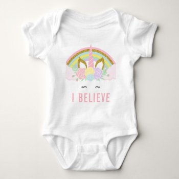 I Believe Unicorn Baby Romper by colourfuldesigns at Zazzle