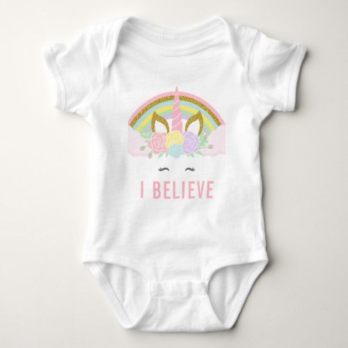 I Believe Unicorn Baby Romper